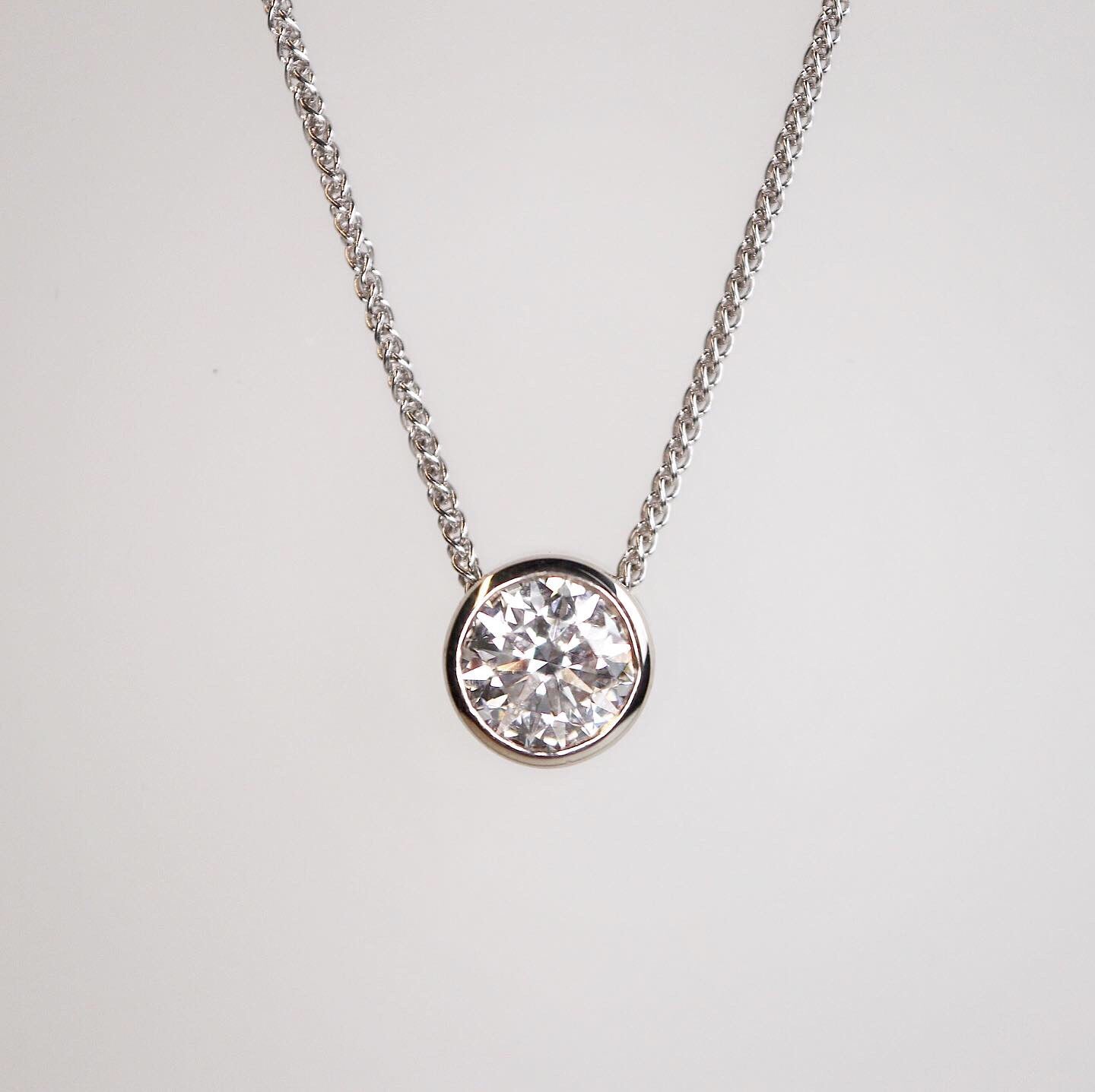 Buy Diamond Solitaire Necklace With Bezel Set 0.08 Ct. Natural Diamond /  14k Rose Gold / Floating Diamond Necklace / Girlfriend Gift Necklace Online  in India - Etsy